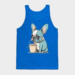 Dog Drinking Coffee Tank Top